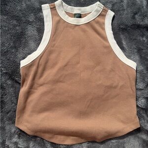 Wild Fable Brown and White Ribbed Crop Top🤎🤍